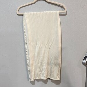 Free People Cream Ribbed Pencil Skirt